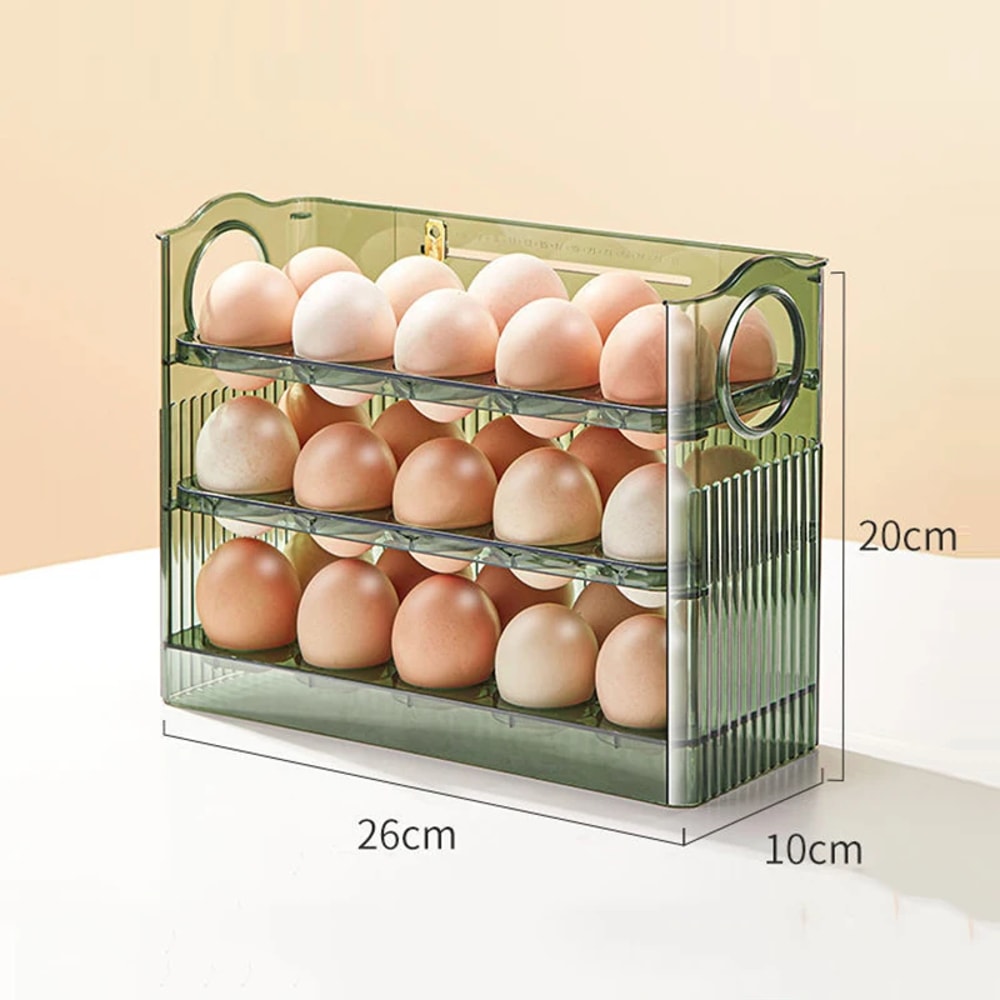 StackFlow Egg Storage Box Refrigerator Organizer With Egg Holder Dispenser And Fresh Keeping Tray 2