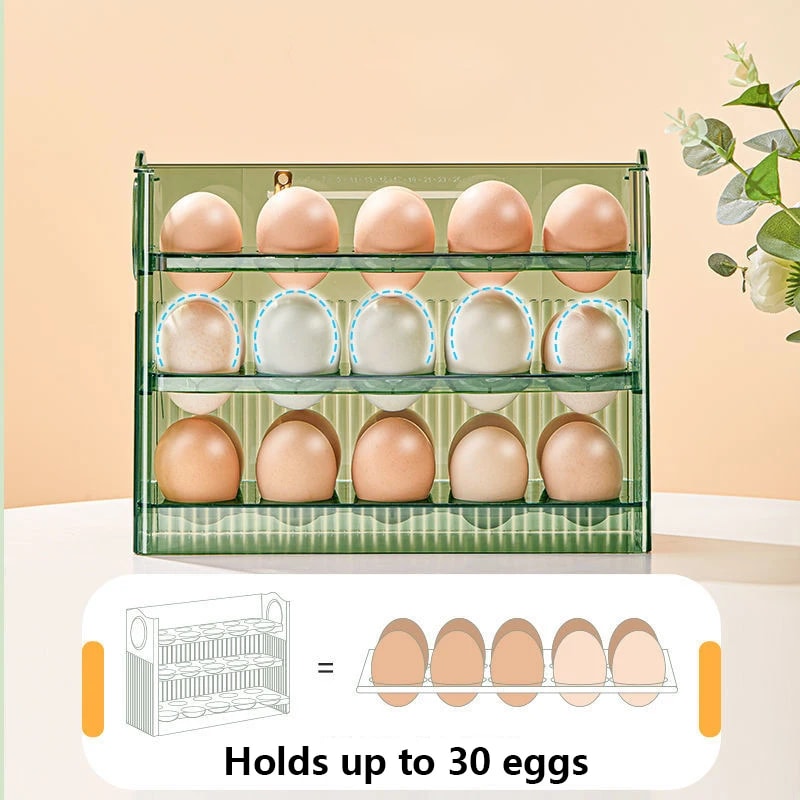 StackFlow Egg Storage Box Refrigerator Organizer With Egg Holder Dispenser And Fresh Keeping Tray 4