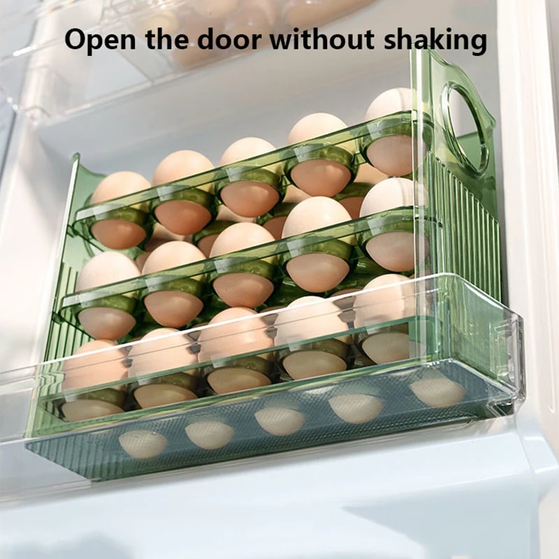 StackFlow Egg Storage Box Refrigerator Organizer With Egg Holder Dispenser And Fresh Keeping Tray 5