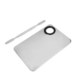 professional stainless steel makeup mixing palette with spatula for foundation and nail art