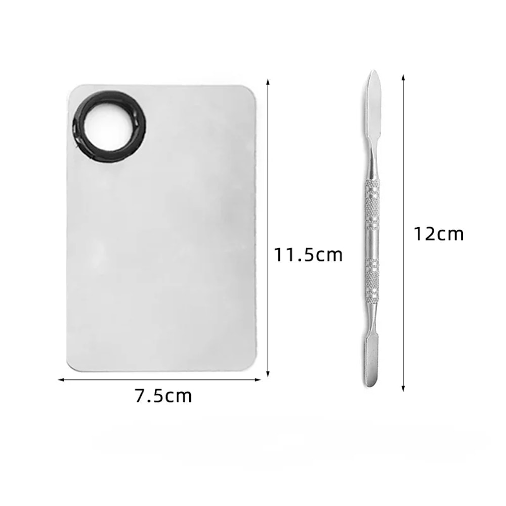 Professional Stainless Steel Makeup Mixing Palette with Spatula for Foundation and Nail Art