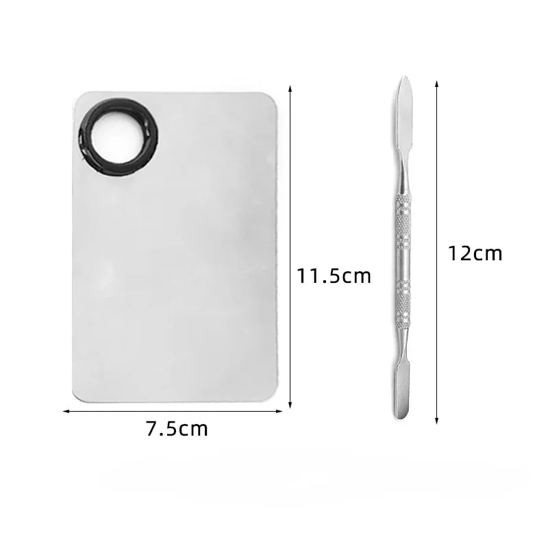 Professional Stainless Steel Makeup Mixing Palette with Spatula for Foundation and Nail Art