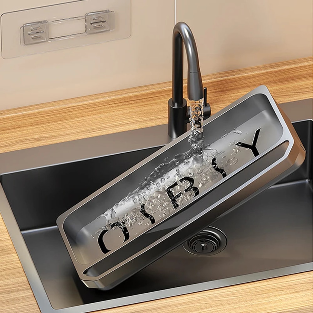 Self Draining Kitchen Sink Organizer Shelf with Faucet Storage Rack