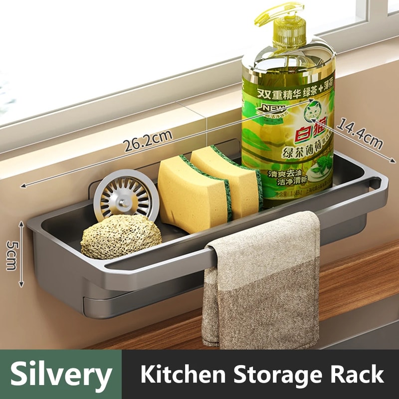 Self Draining Kitchen Sink Organizer Shelf with Faucet Storage Rack