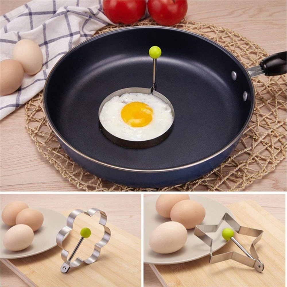 Stainless Steel Egg Mold Ring Set Fun Shaped Egg Cooker for Kids Breakfast