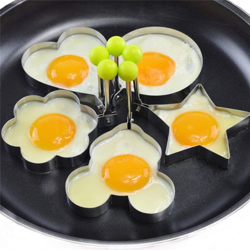 Stainless Steel Egg Mold Ring Set Fun Shaped Egg Cooker for Kids Breakfast