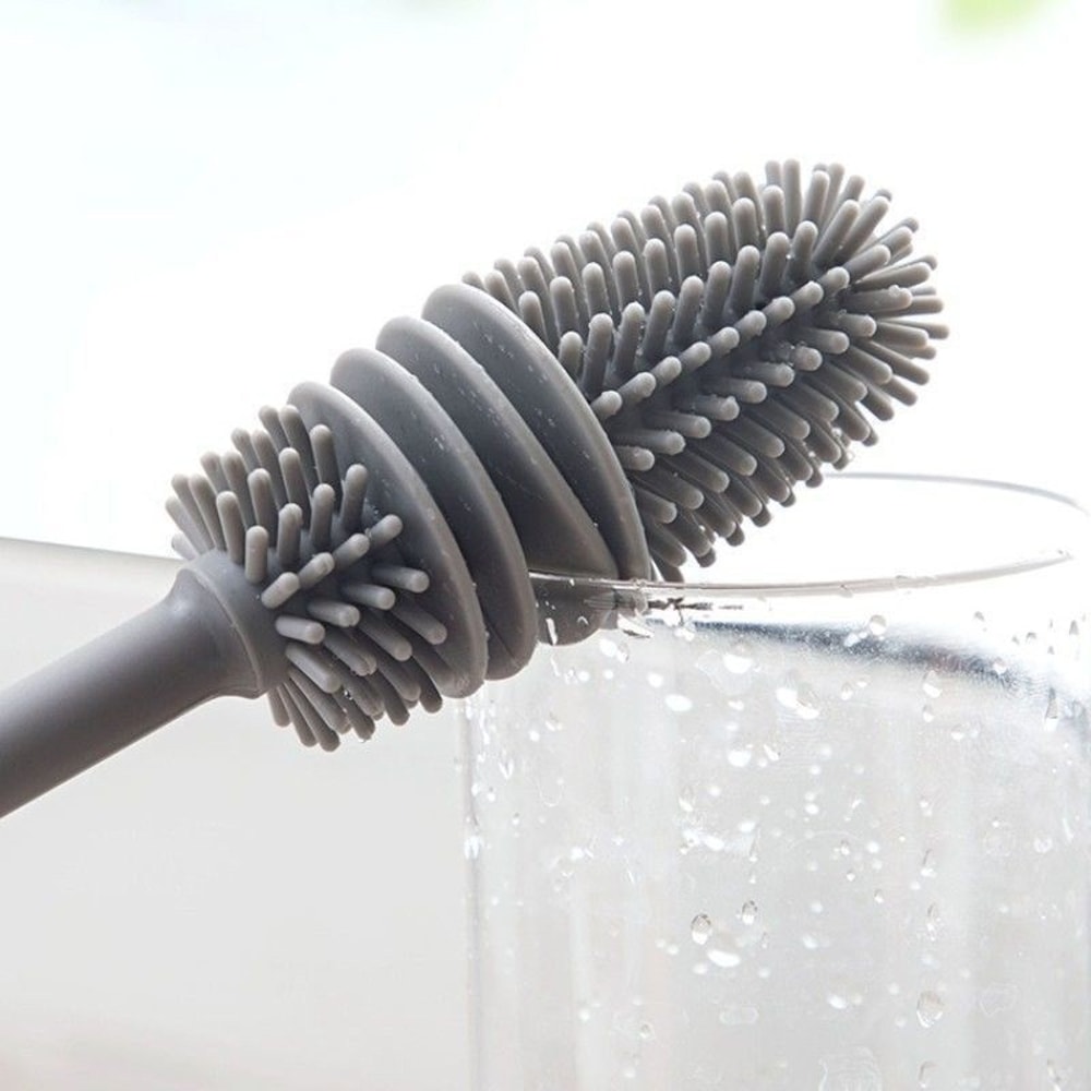 Silicone Cup Brush Long Handle Bottle Cleaning Brush for Glasses and Bottles