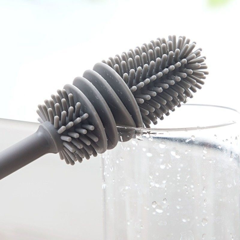 Silicone Cup Brush Long Handle Bottle Cleaning Brush for Glasses and Bottles