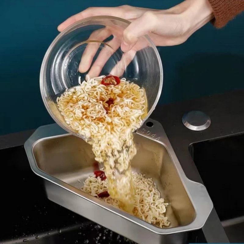 Stainless Steel Triangle Sink Drain Basket With Suction Cup Kitchen Organizer Rack 1