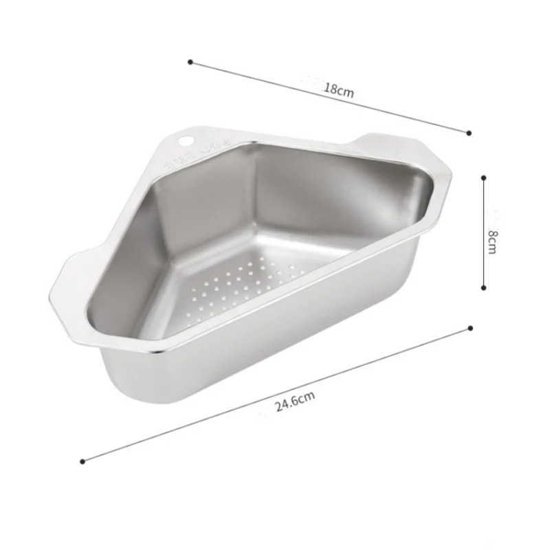 Stainless Steel Triangle Sink Drain Basket With Suction Cup Kitchen Organizer Rack 5