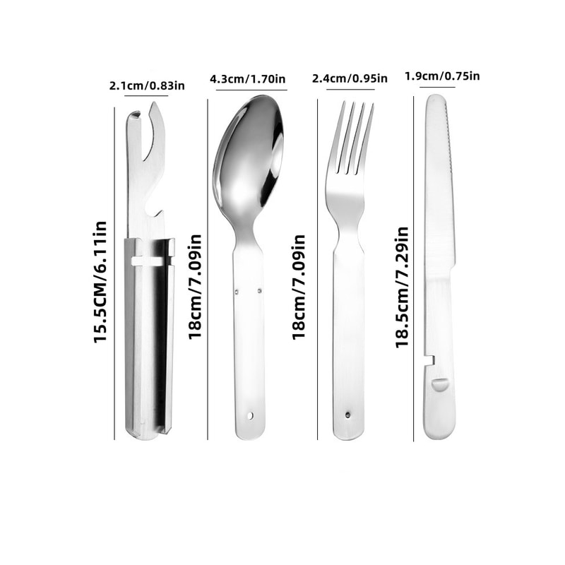 Portable Camping Cutlery Set Stainless Steel Multifunctional Fork Spoon Knife Combo