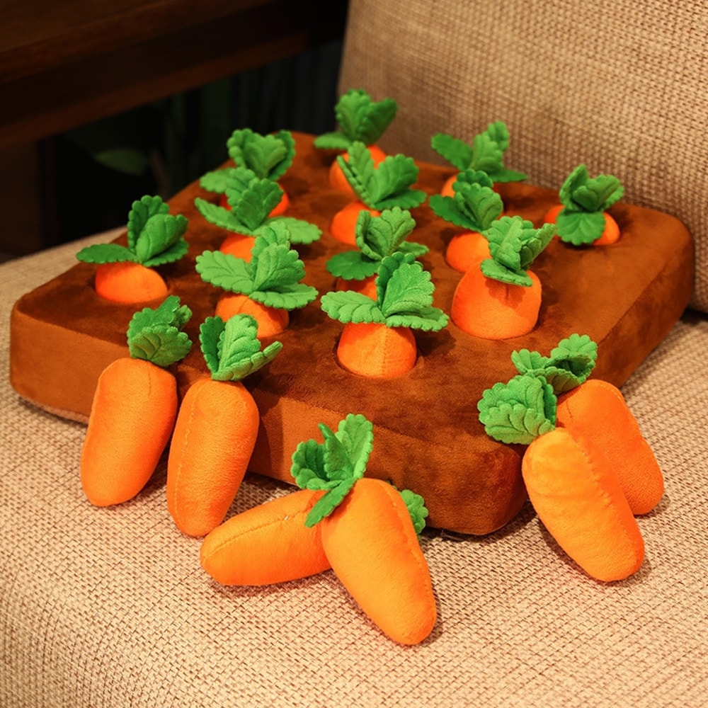 Interactive Dog Puzzle Toy Carrot Snuffle Feeding Plush For Enrichment Chewers 3