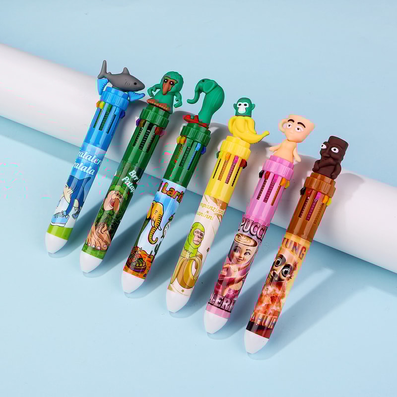 Cute Cartoon Multicolor Pen Color Retractable Ballpoint Pen for School Office Fun Writing