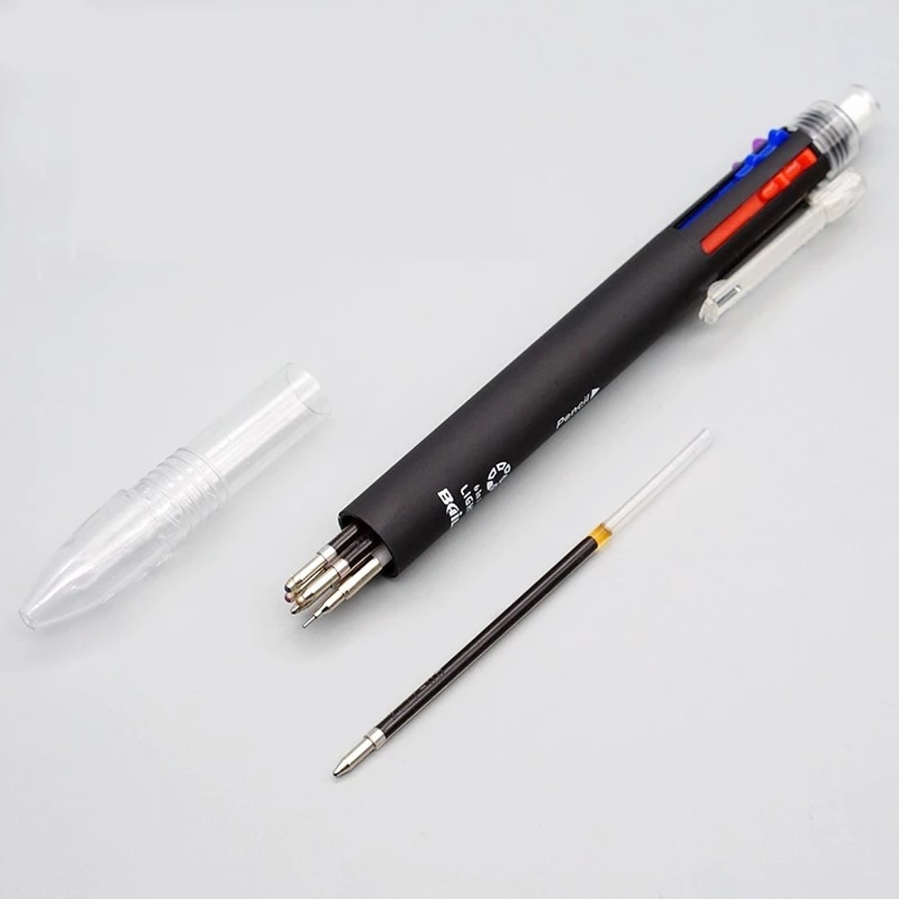 Multicolor Pen With Pencil Lead Multi Color Ballpoint Pen For School Office Notes 4