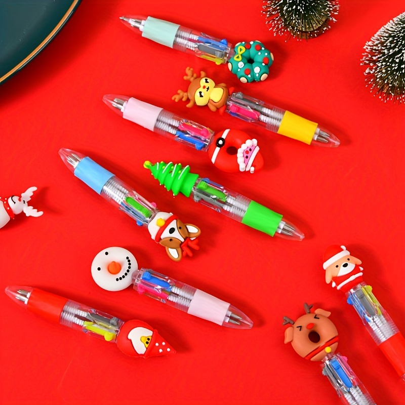 Mini Christmas Pens Set Cute Novelty Holiday Party Favors Multicolor Writing Kit