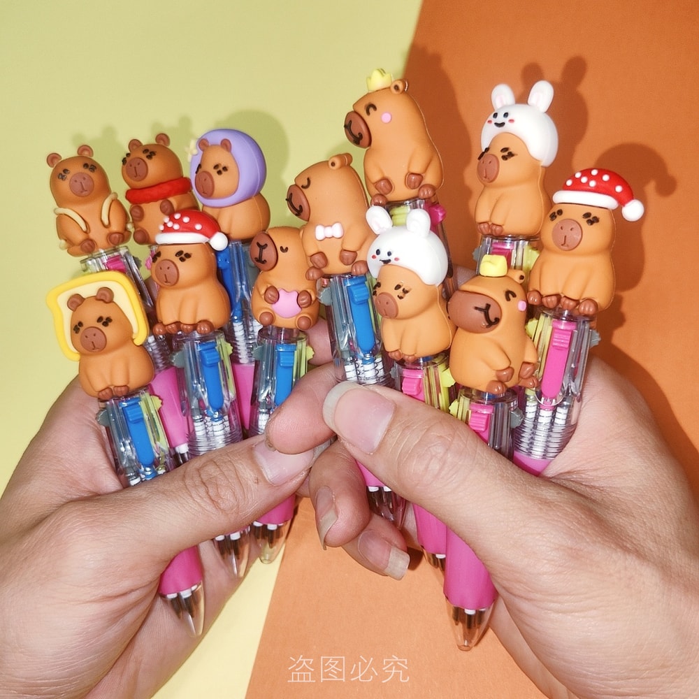 Kawaii Capybara Multicolor Ballpoint Pens Set Cute Mini School Writing Pens
