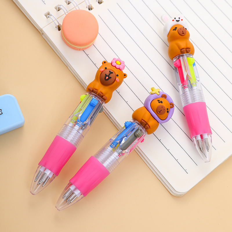 Kawaii Capybara Multicolor Ballpoint Pens Set Cute Mini School Writing Pens