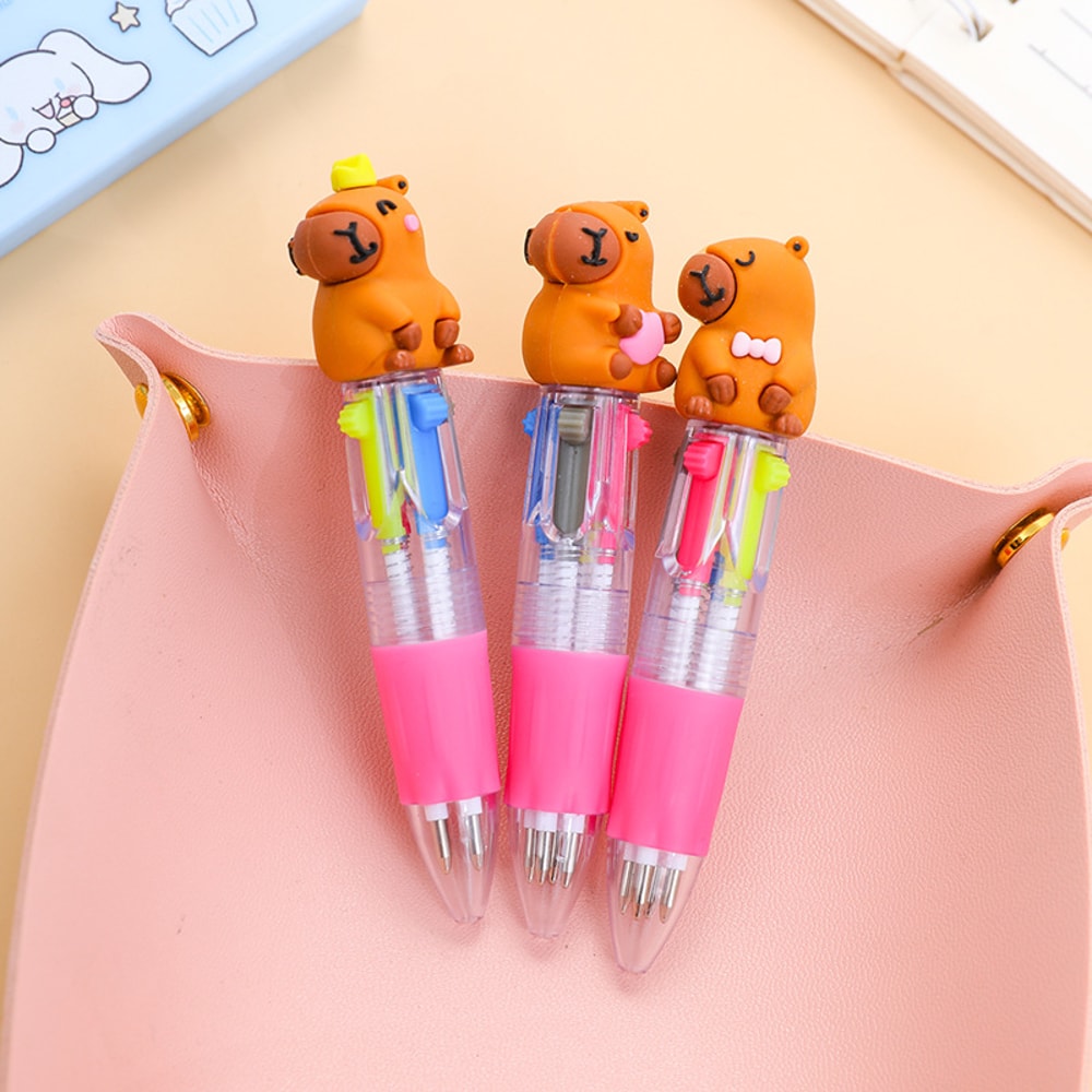 Kawaii Capybara Multicolor Ballpoint Pens Set Cute Mini School Writing Pens
