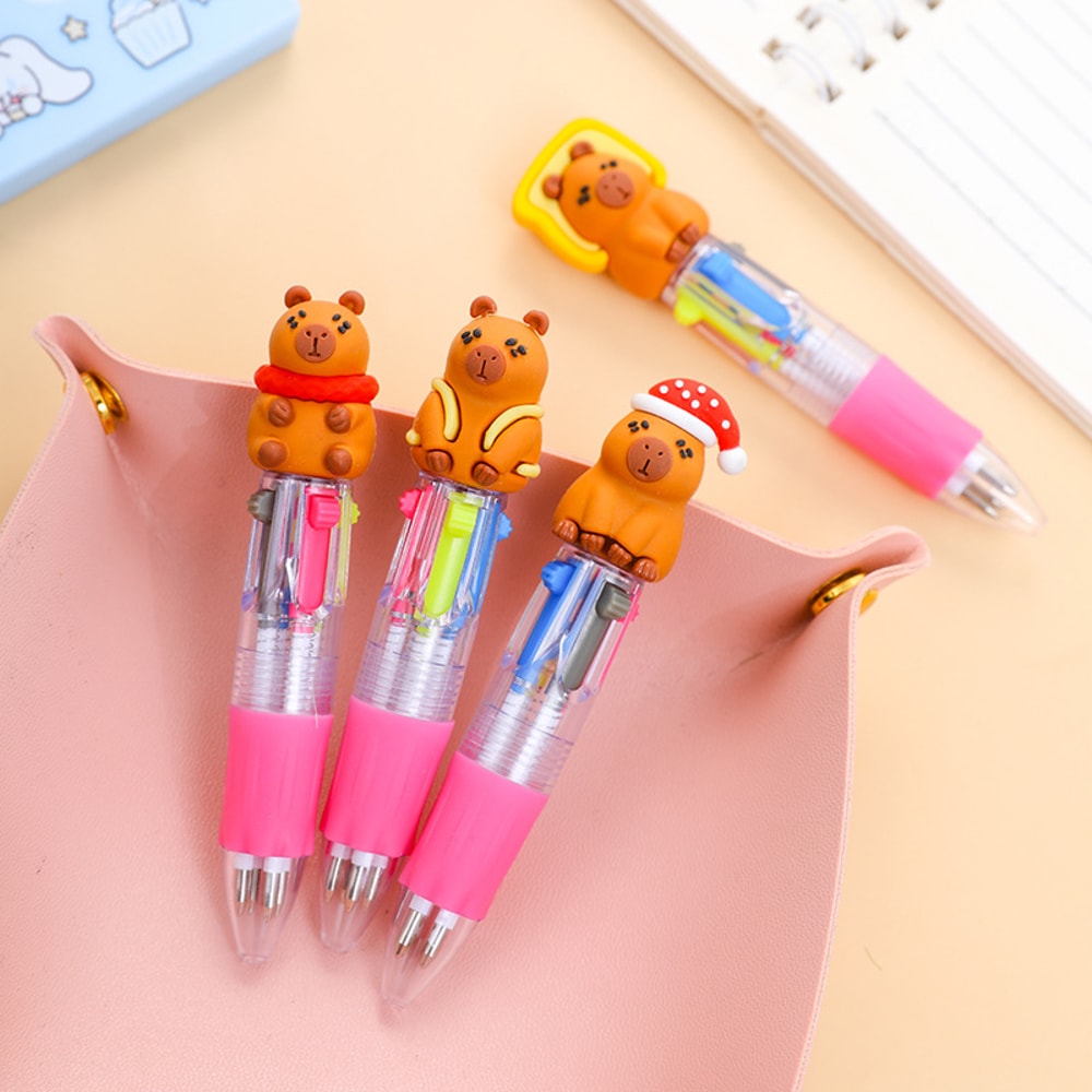 Kawaii Capybara Multicolor Ballpoint Pens Set Cute Mini School Writing Pens