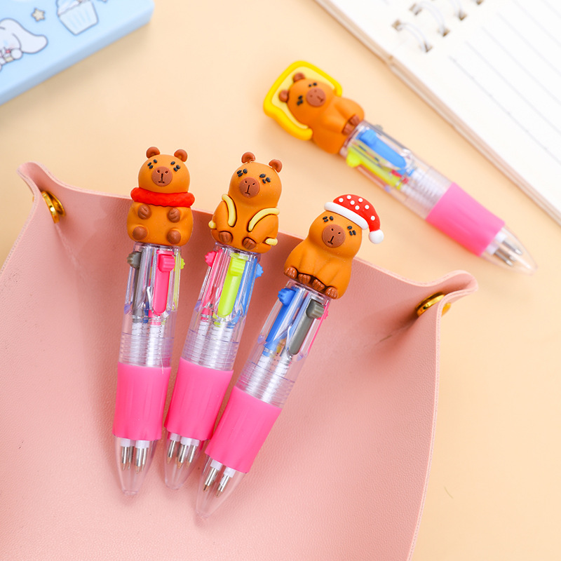 Kawaii Capybara Multicolor Ballpoint Pens Set Cute Mini School Writing Pens