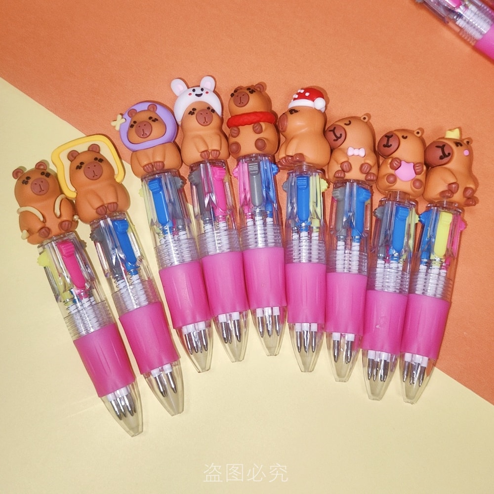 Kawaii Capybara Multicolor Ballpoint Pens Set Cute Mini School Writing Pens