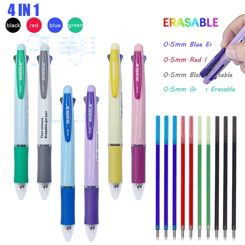 Multicolor Erasable Pen with Refillable Ink Smooth Writing Gel Pen