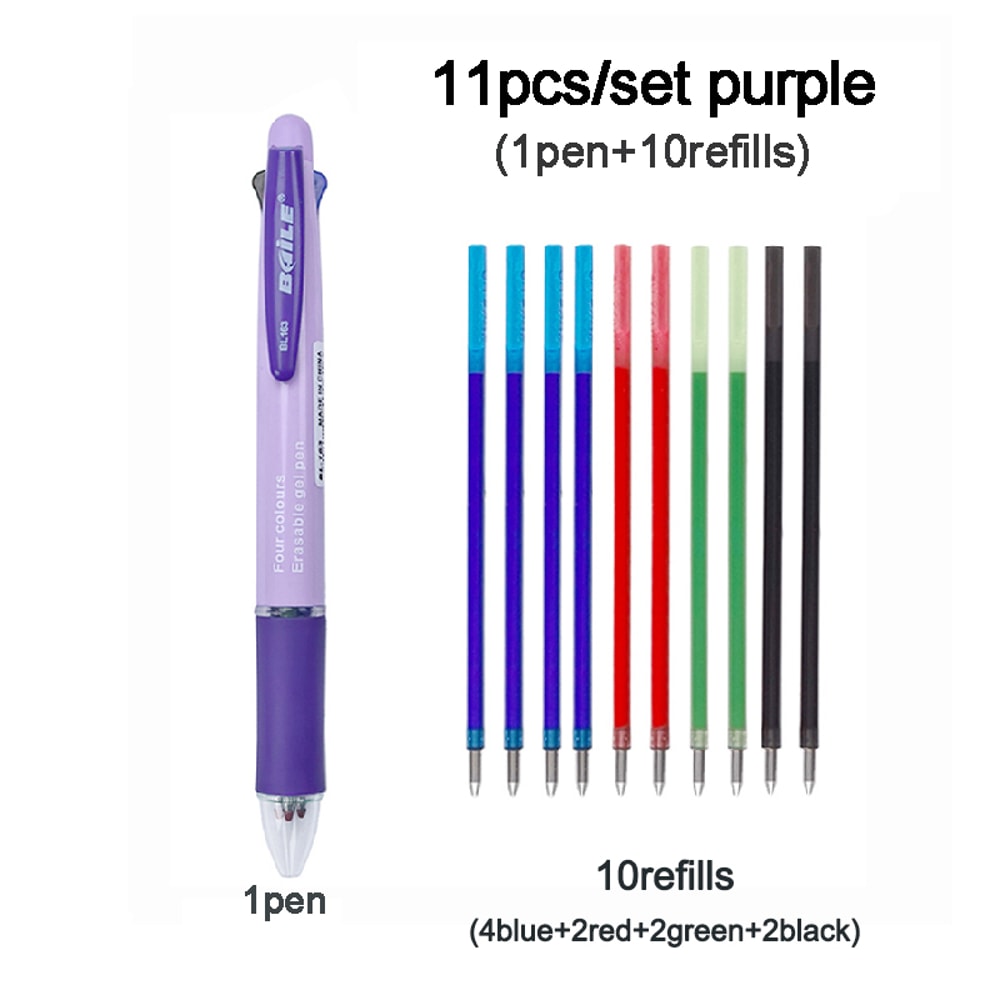 Multicolor Erasable Pen with Refillable Ink Smooth Writing Gel Pen