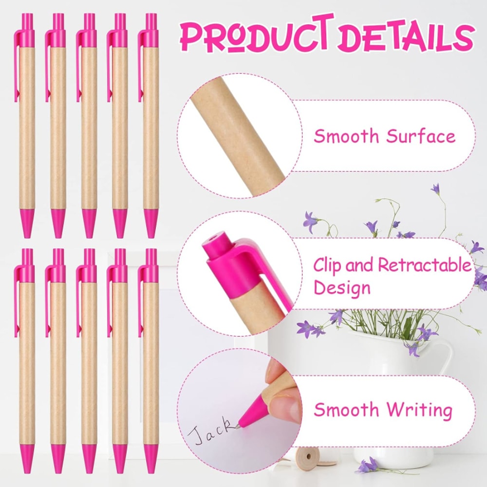 Eco Friendly Recycled Kraft Paper Pens Set Colorful Retractable Ballpoint Pens For Office School 1