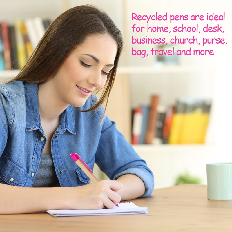 Eco Friendly Recycled Kraft Paper Pens Set Colorful Retractable Ballpoint Pens For Office School 4