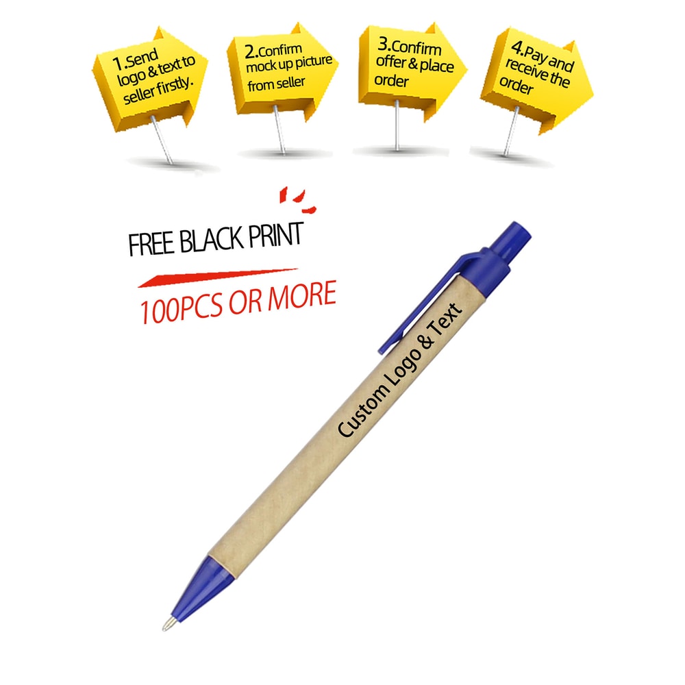 Eco Friendly Recycled Paper Pen Custom Logo Ballpoint Promotional Gift 1