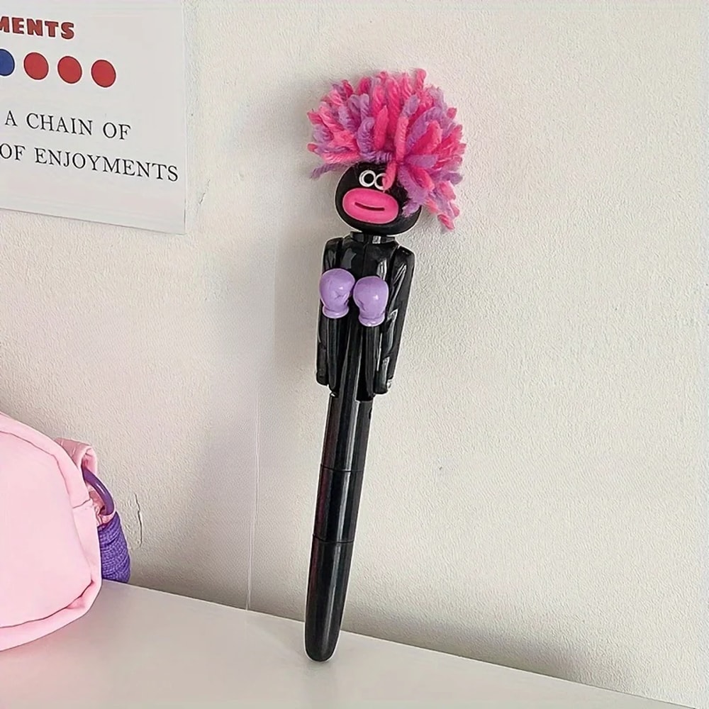 Funny Boxing Stress Relief Pen Cartoon Big Mouth Ballpoint Desk Toy Gift