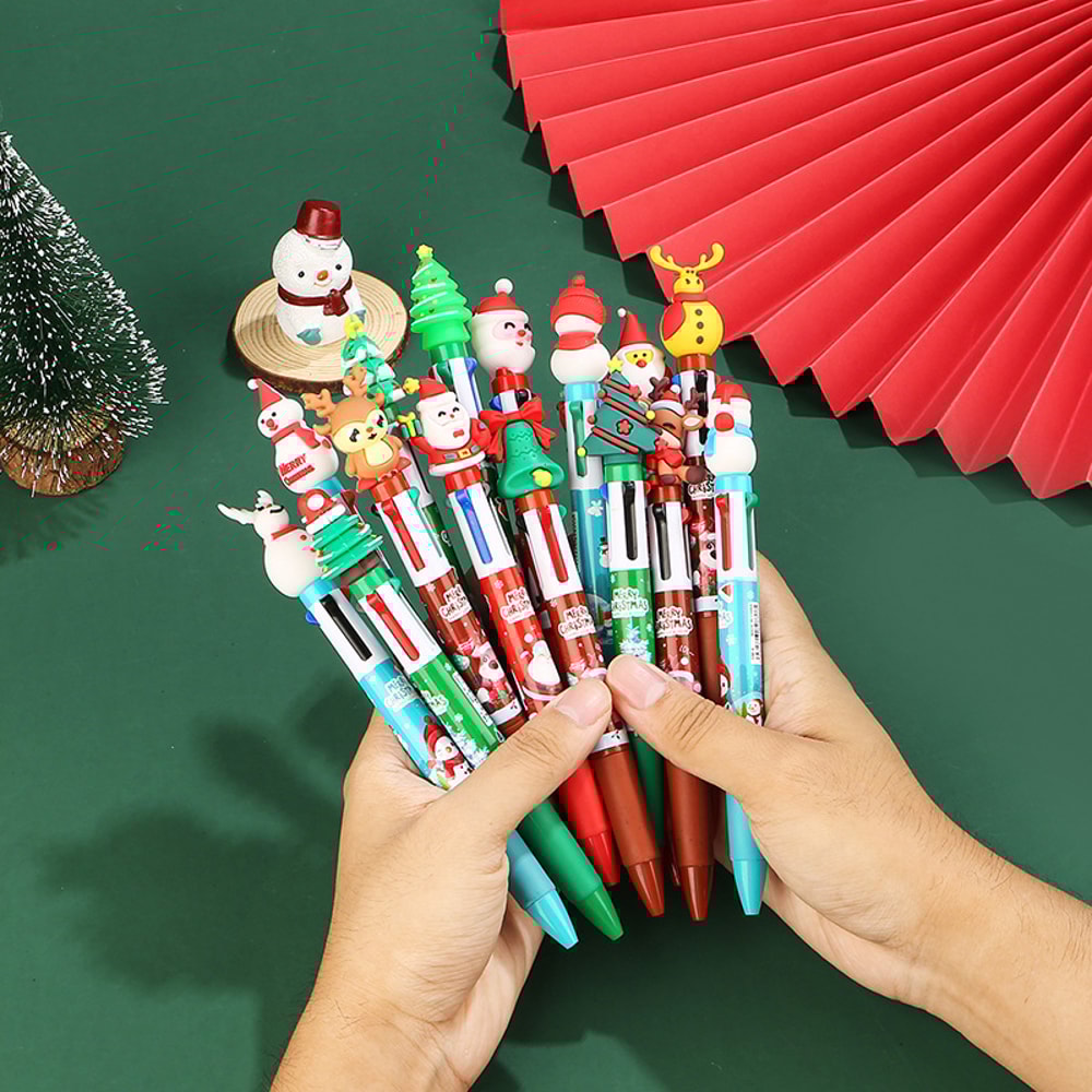 Pack Christmas Multicolor Pens Set Cute Santa & Reindeer Christmas Pens for Kids Gifts
