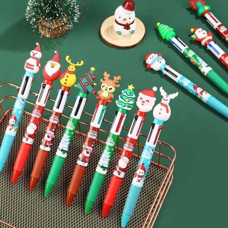 Pack Christmas Multicolor Pens Set Cute Santa & Reindeer Christmas Pens for Kids Gifts
