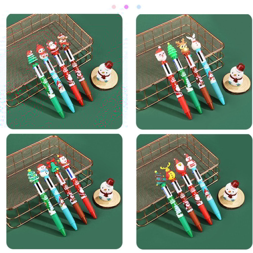 Pack Christmas Multicolor Pens Set Cute Santa & Reindeer Christmas Pens for Kids Gifts