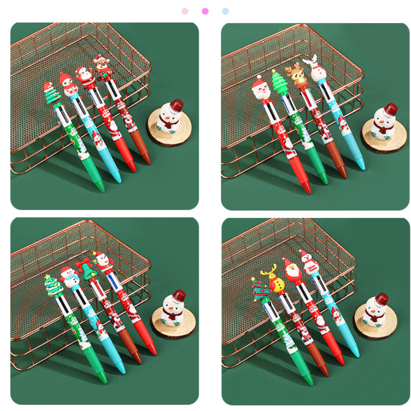 Pack Christmas Multicolor Pens Set Cute Santa & Reindeer Christmas Pens for Kids Gifts