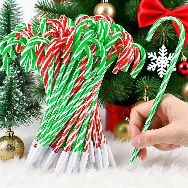Festive Candy Cane Ballpoint Pens Set Christmas Writing Gift Set