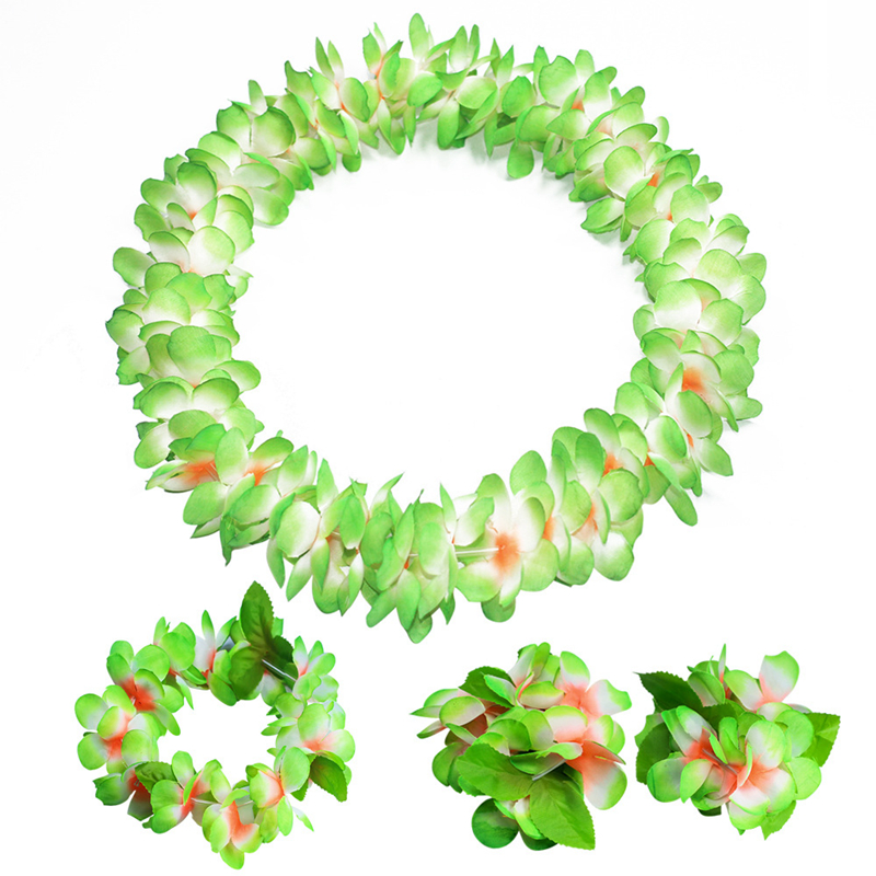 Hawaiian Leis Set Tropical Flower Necklaces and Bracelets for Luau Party Decorations
