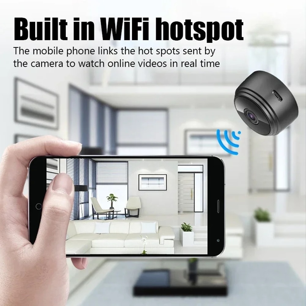 Compact HD WiFi mini camera Wireless Security & Home Monitoring Camera for Baby and Pet Care