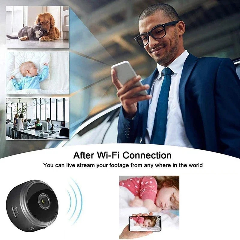 Compact HD WiFi mini camera Wireless Security & Home Monitoring Camera for Baby and Pet Care