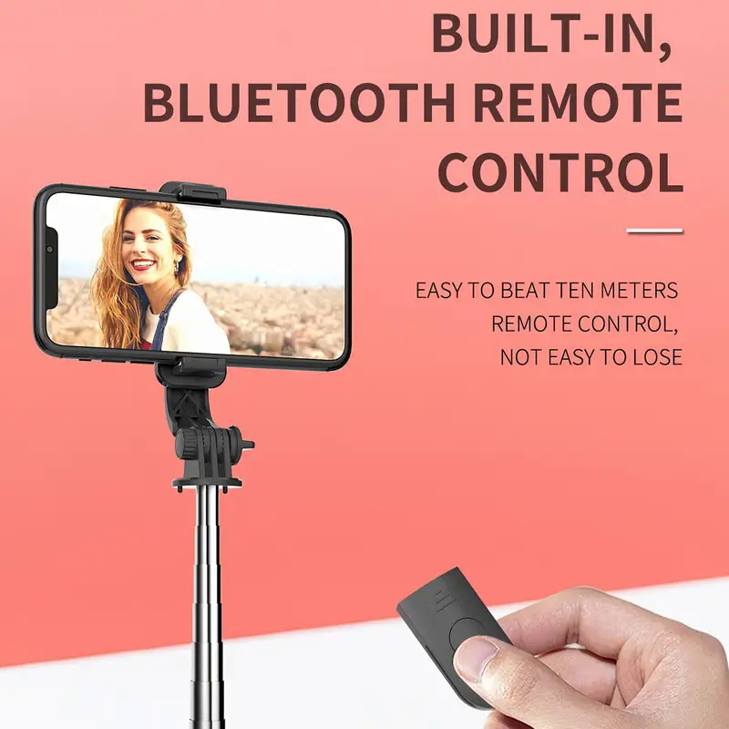 All in One Extendable Portable Selfie Stick Tripod with Bluetooth Remote