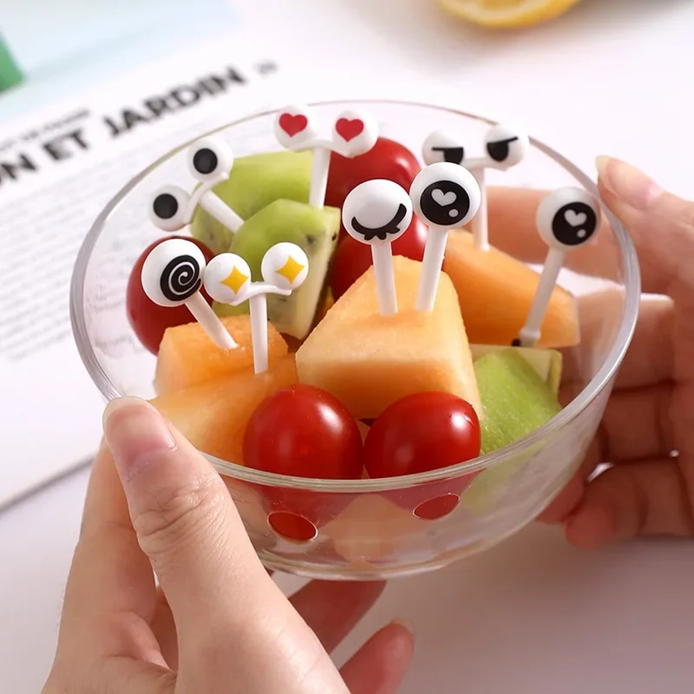 Kawaii Cartoon Eyes Bento Box Picks Set Cute Food Picks for Lunch Snacks & Party Decor