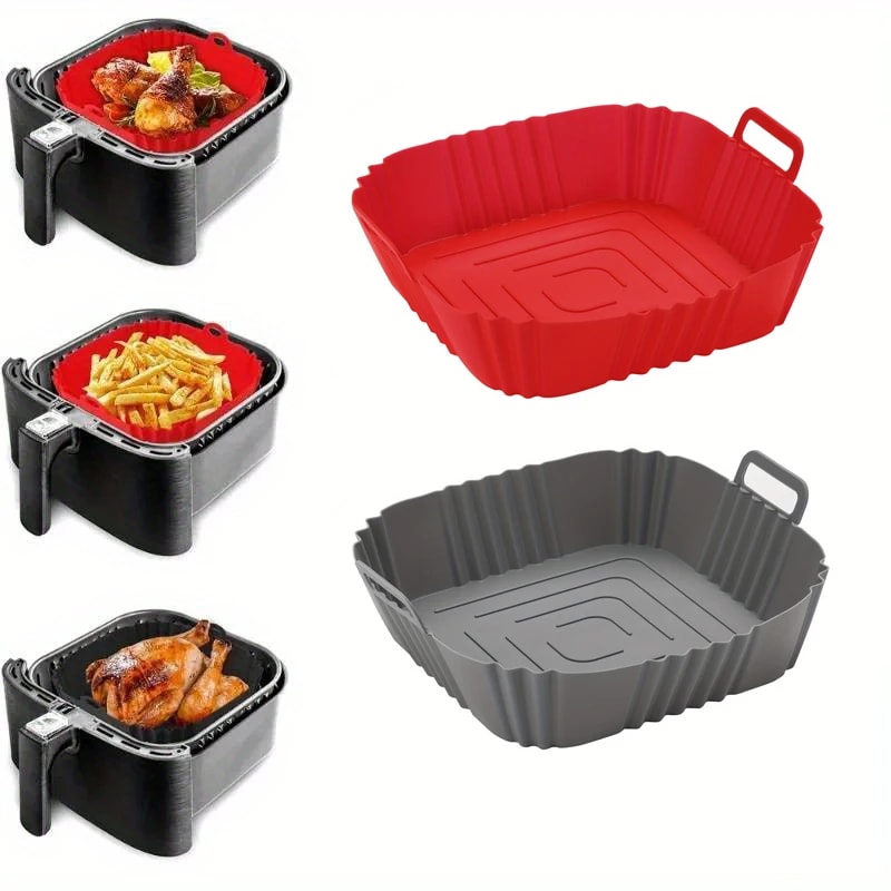 Reusable Silicone Air Fryer Liner Non Stick Basket Mat For Easy Clean Cooking 0