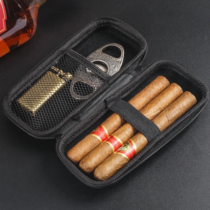 Portable Cigar Travel Case Lightweight EVA Cigar Holder with Zipper Storage for Safe Carry