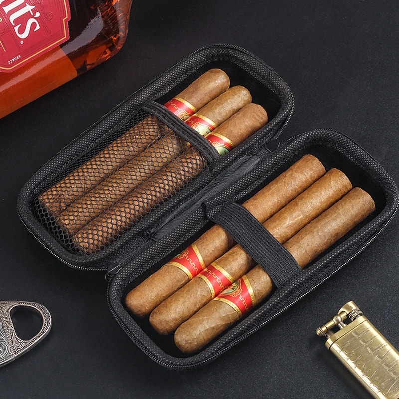 Portable Cigar Travel Case Lightweight EVA Cigar Holder with Zipper Storage for Safe Carry