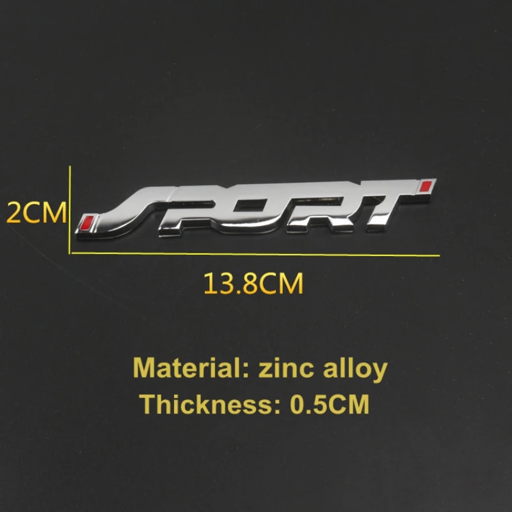 Chrome Car Emblem Sticker Racing Sport Letter Badge for Auto Trunk Styling