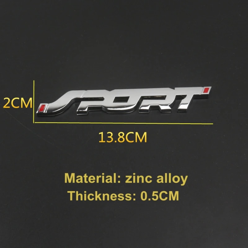 Chrome Car Emblem Sticker Racing Sport Letter Badge for Auto Trunk Styling