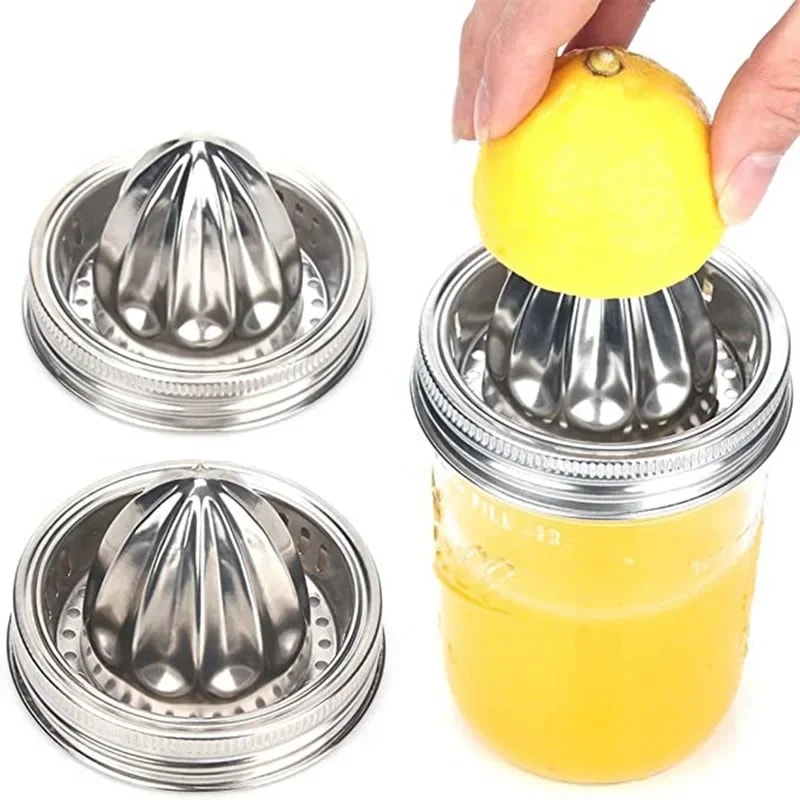 Stainless Steel Mason Jar Citrus Juicer Lid Wide Mouth Lemon Squeezer