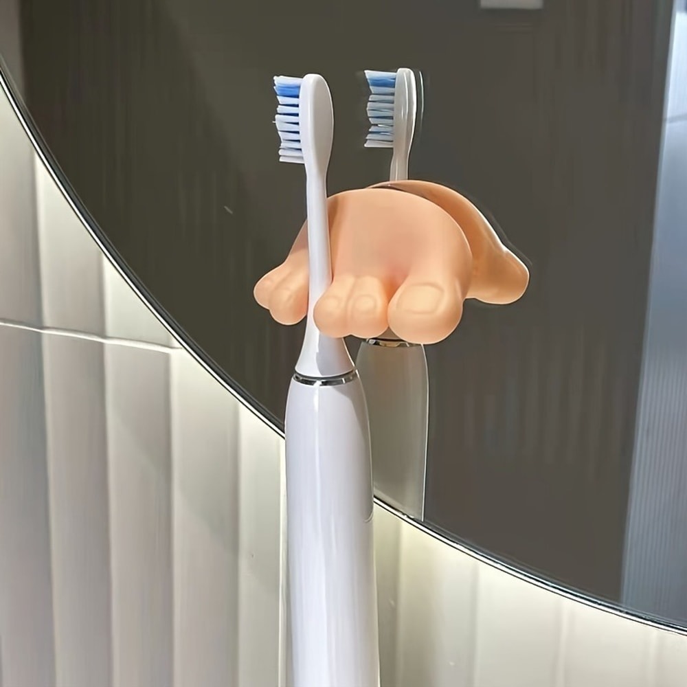 Cute Suction Cup Toothbrush Holder Wall Mounted Bathroom Organizer