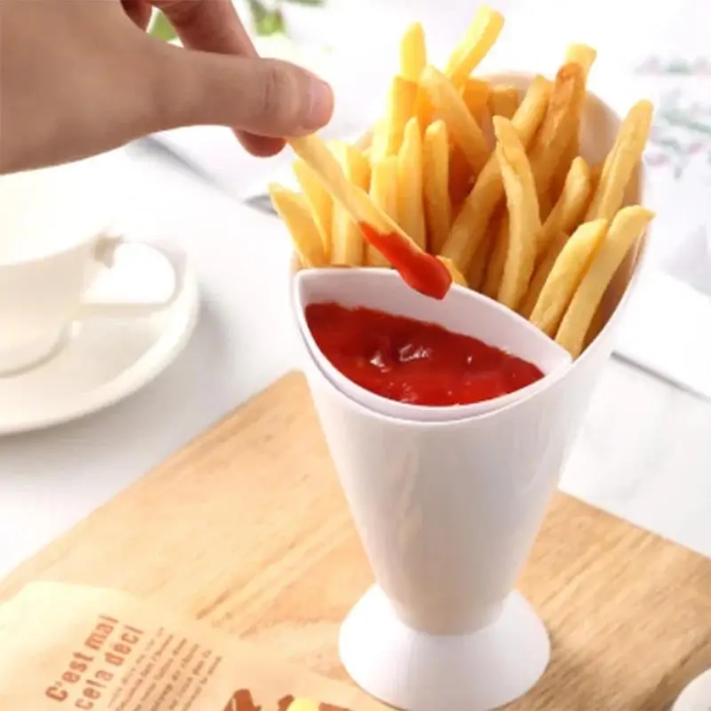 French Fries Cup with Sauce Holder Snack Serving Cup