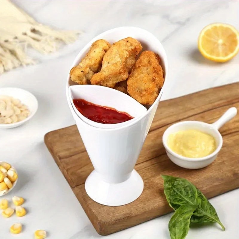 French Fries Cup with Sauce Holder Snack Serving Cup